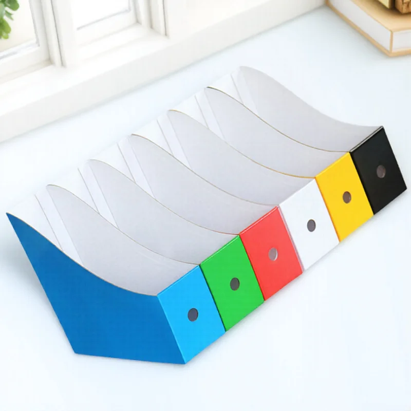 6pcs Colorful File Organizer Bin Thickened Paper Desktop Document Storage Rack For Office Home Study Use Vertical Book Holder