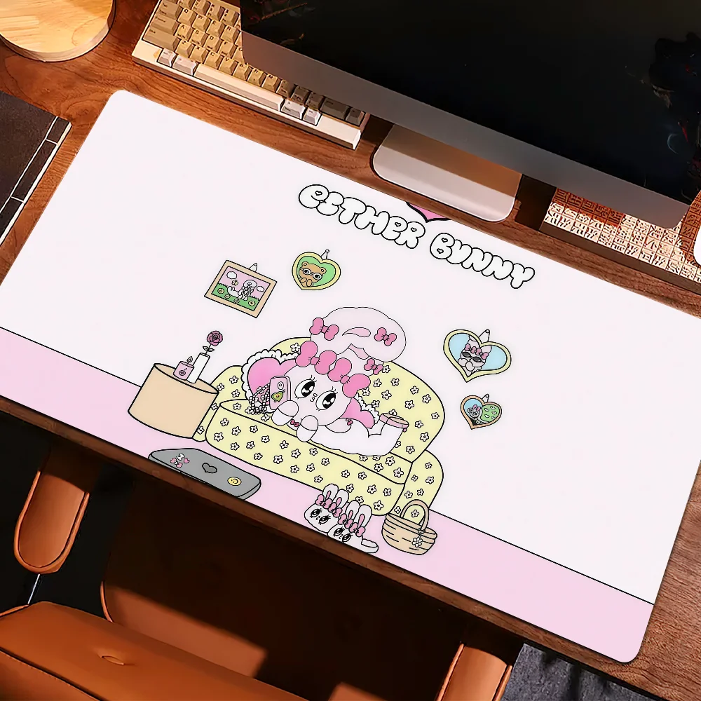 Mouse Pad Anti-fray Home Cute Custom B-Bunny Kawaii Ergonomic Office Rubber Large Desk Esther Mat Keyboard PC Non-slip