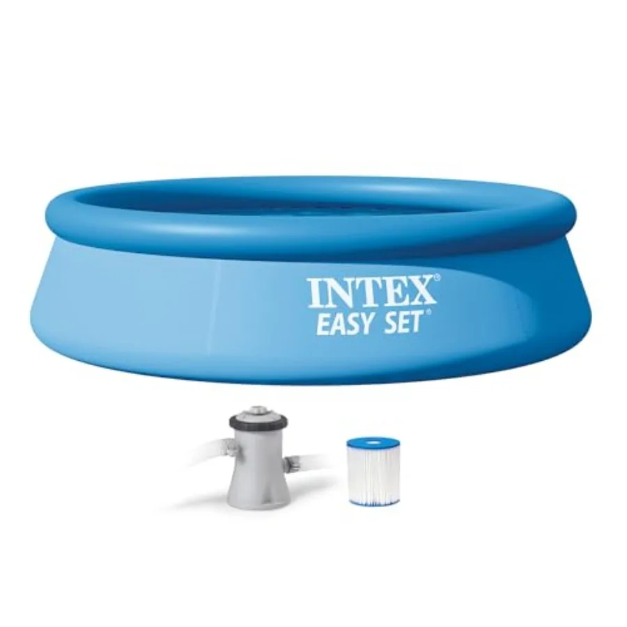 Above ground swimming pool set for backyard use, PVC material, blue color, easy setup in under 30 minutes