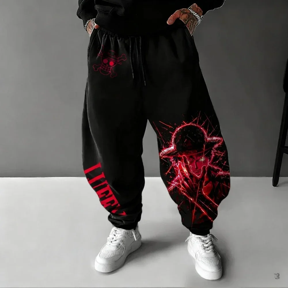 

One Piece 2025 Autumn/Winter New Sweatpants Luffy Anime Printed Men's New Loose Casual Fashion Versatile Hip Hop Tight Pants