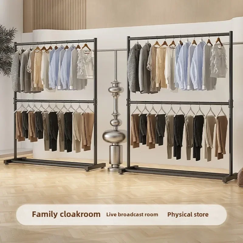 Clothes Rack for Living Room, Floor Standing Coat Hanger, Modern Closet Organizer, Multifunctional Shelves with Hook, Home