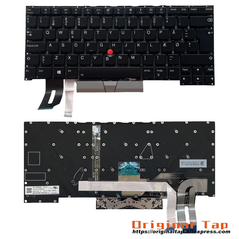 DK Danish Backlit Keyboard for Lenovo Thinkpad T490s T495s SN20S33952