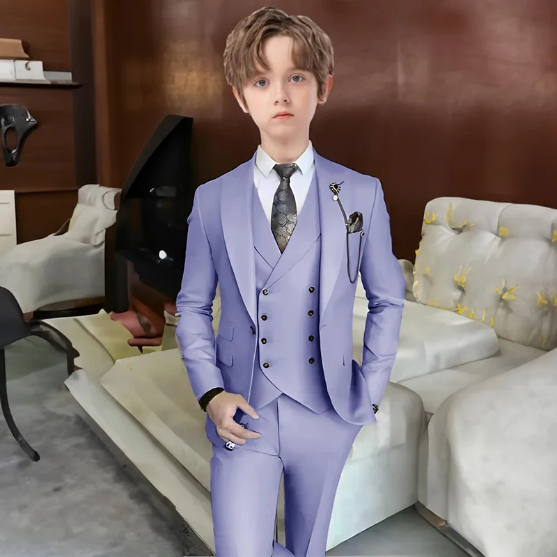 

Boys' Light Purple Suit Set with Shawl Collar School Performance Birthday Party Wedding Suit Set Formal Elegant Style