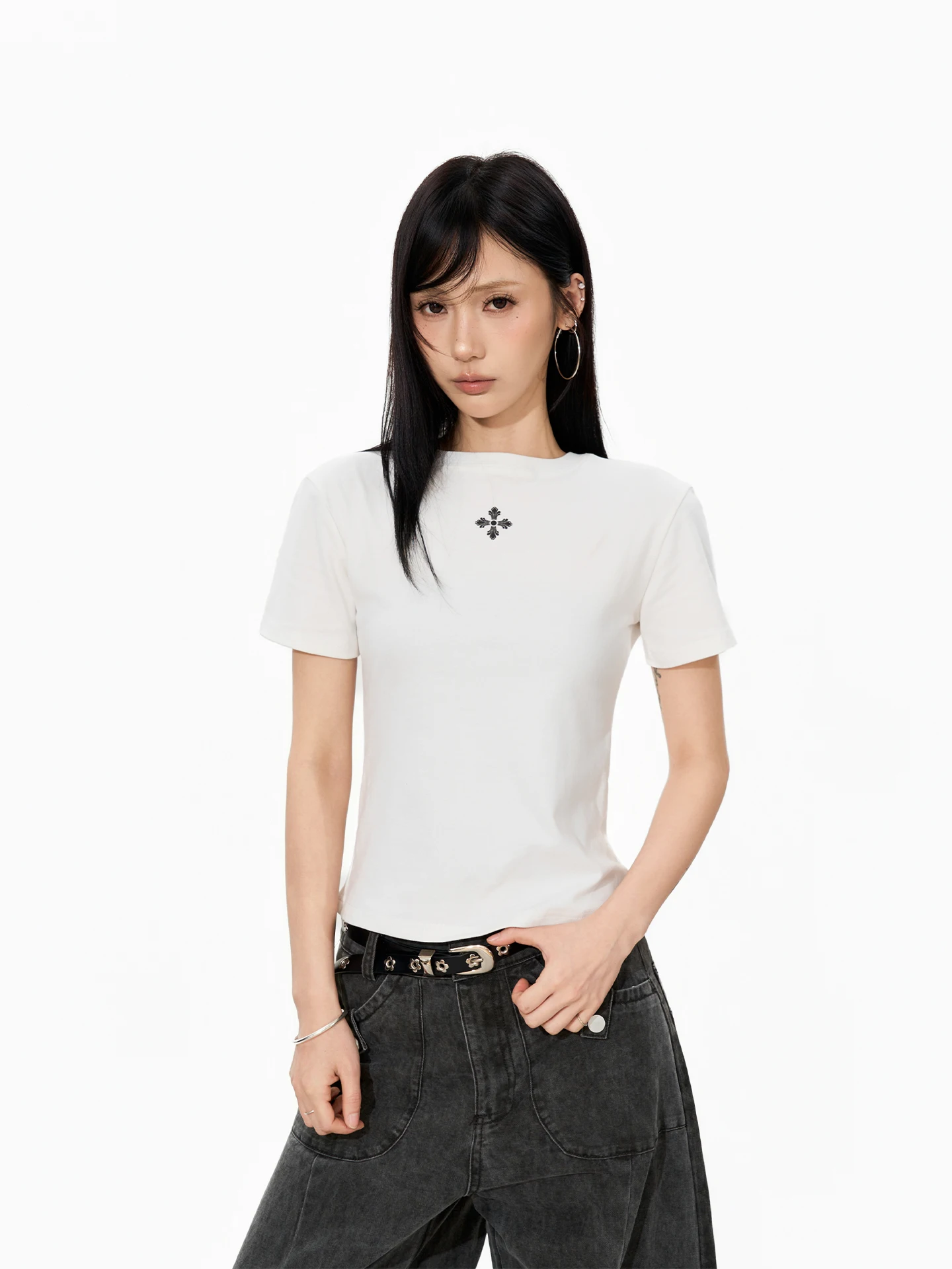 

Женская футболка S3T5 с коротким рукавом, облегающая, с круглым вырезом, с принтом, базовая, летняя, повседневная, удобная, дышащая, хлопковая