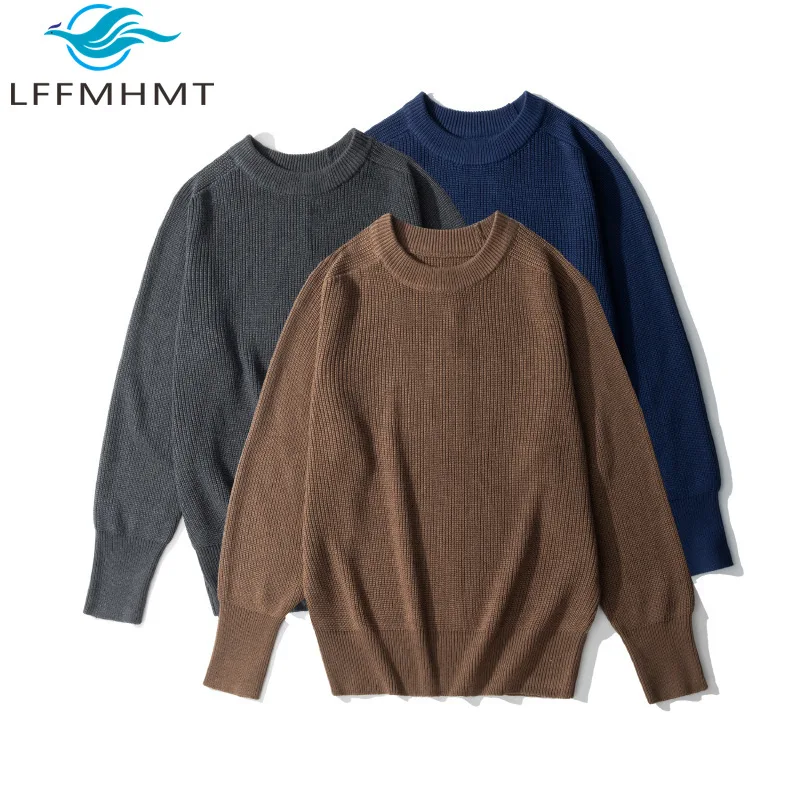 

OK5104 Long Sleeve Wool Blended Sweater Winter Fall Fashion Solid Color Long Sleeve Thicken Warm Basic Knitwear Unisex Pullovers