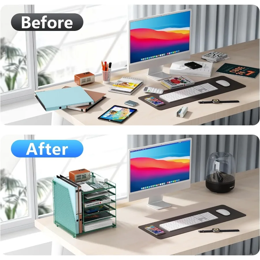 منظم مكتب مكون من 6 طبقات مع رف المجلات وتخزين الملفات لمساحة العمل المكتبية: حل فعال لإدارة الورق في الهوية الخضراء #3