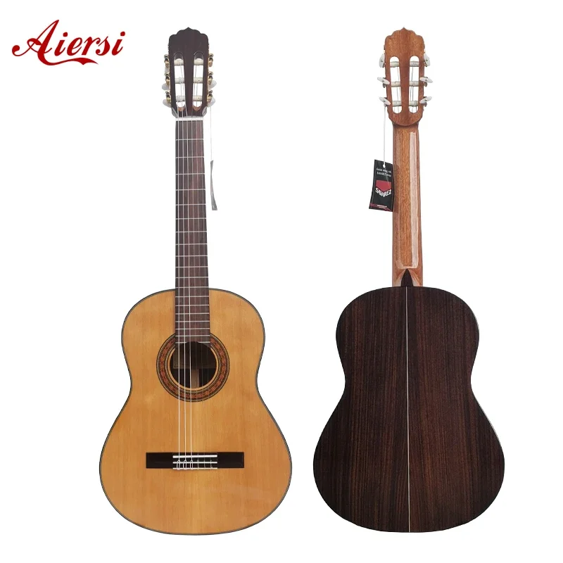 39-Inch Handcrafted Spanish Classical Guitar Solid Cedar Top Vintage Nylon Strings Acoustic Guitar for Professional Concert