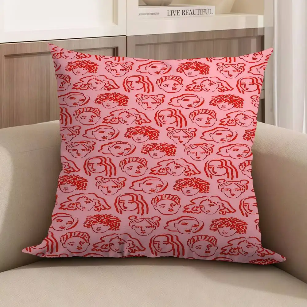 

Line - Drawn Faces Pillow Cover Design Cushion Cover Decor Holiday Decorati