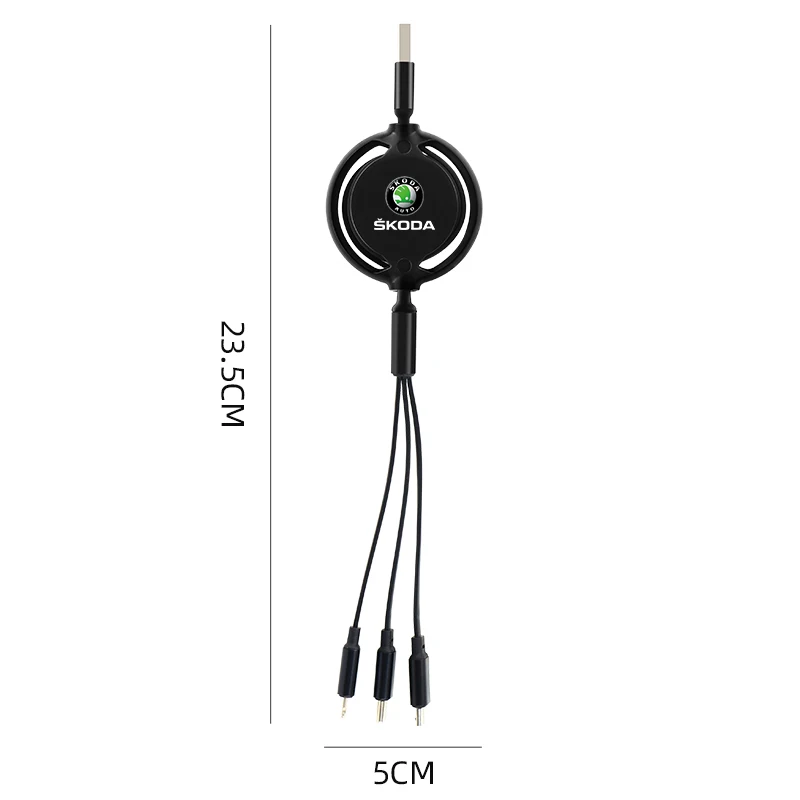 3 in 1 Retractable USB Cable Multi Fast Charging Charger Micro USB Type C Cable For Skoda octavia a5 a4 mk1 fabia superb rapid