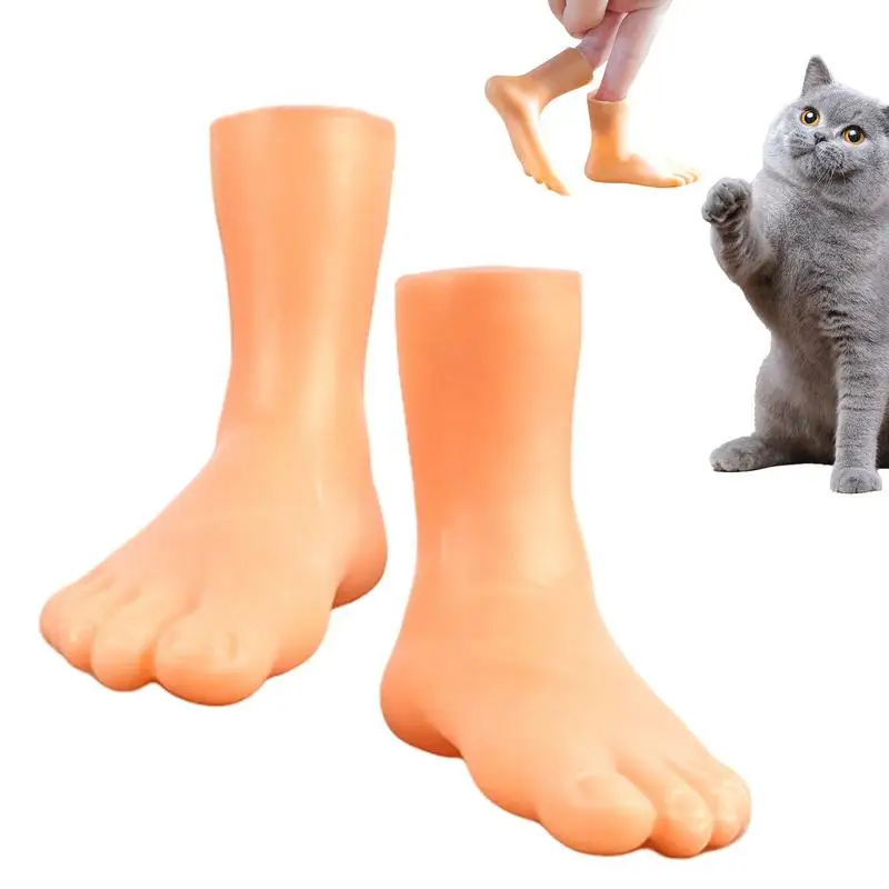 2PCS Simulation Little Feet Funny Mini Feet Finger Puppet Novel Prank Finger Toys Tease Cat Props