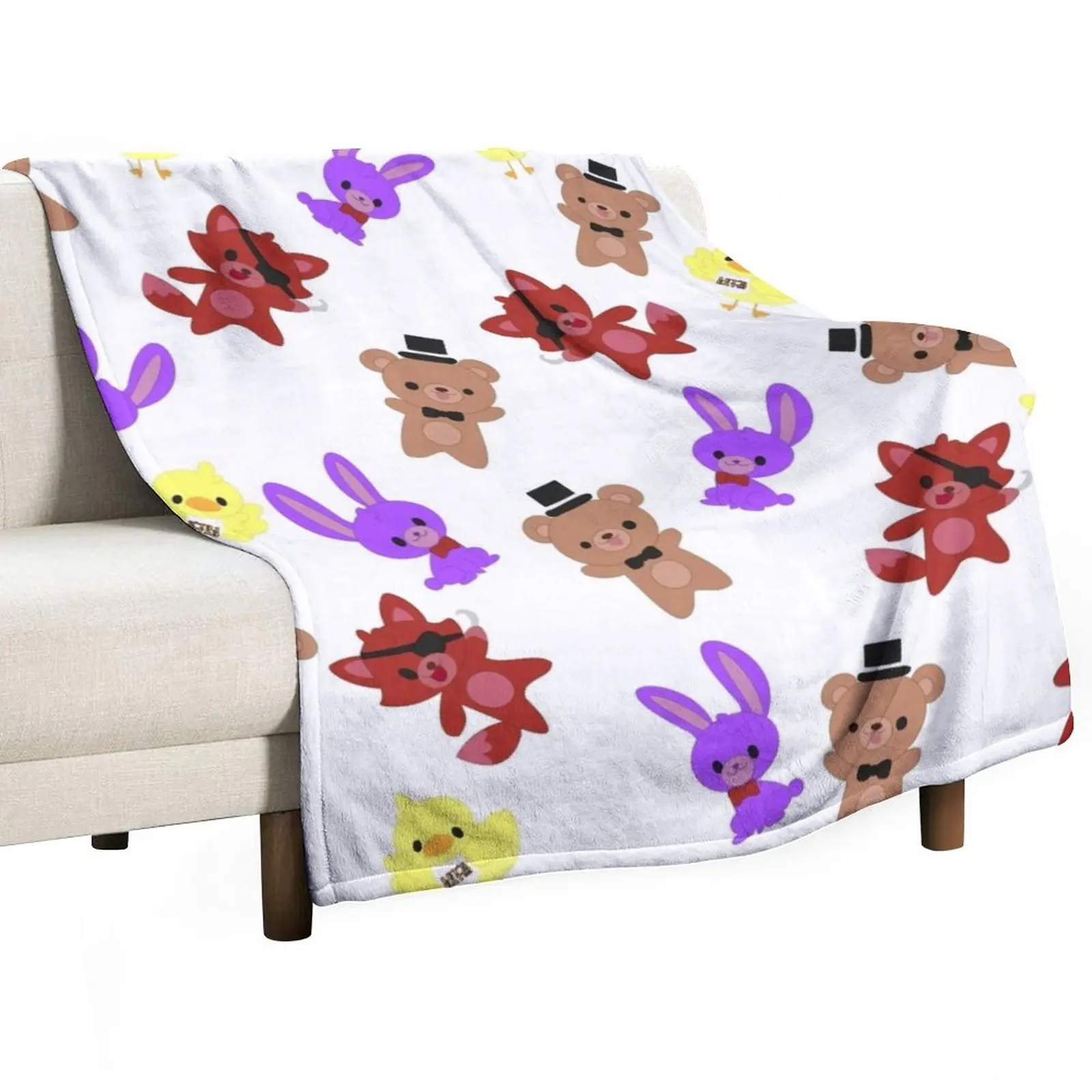 

Cute Fnaf Pattern Throw Blanket Plaid on the sofa Sofas