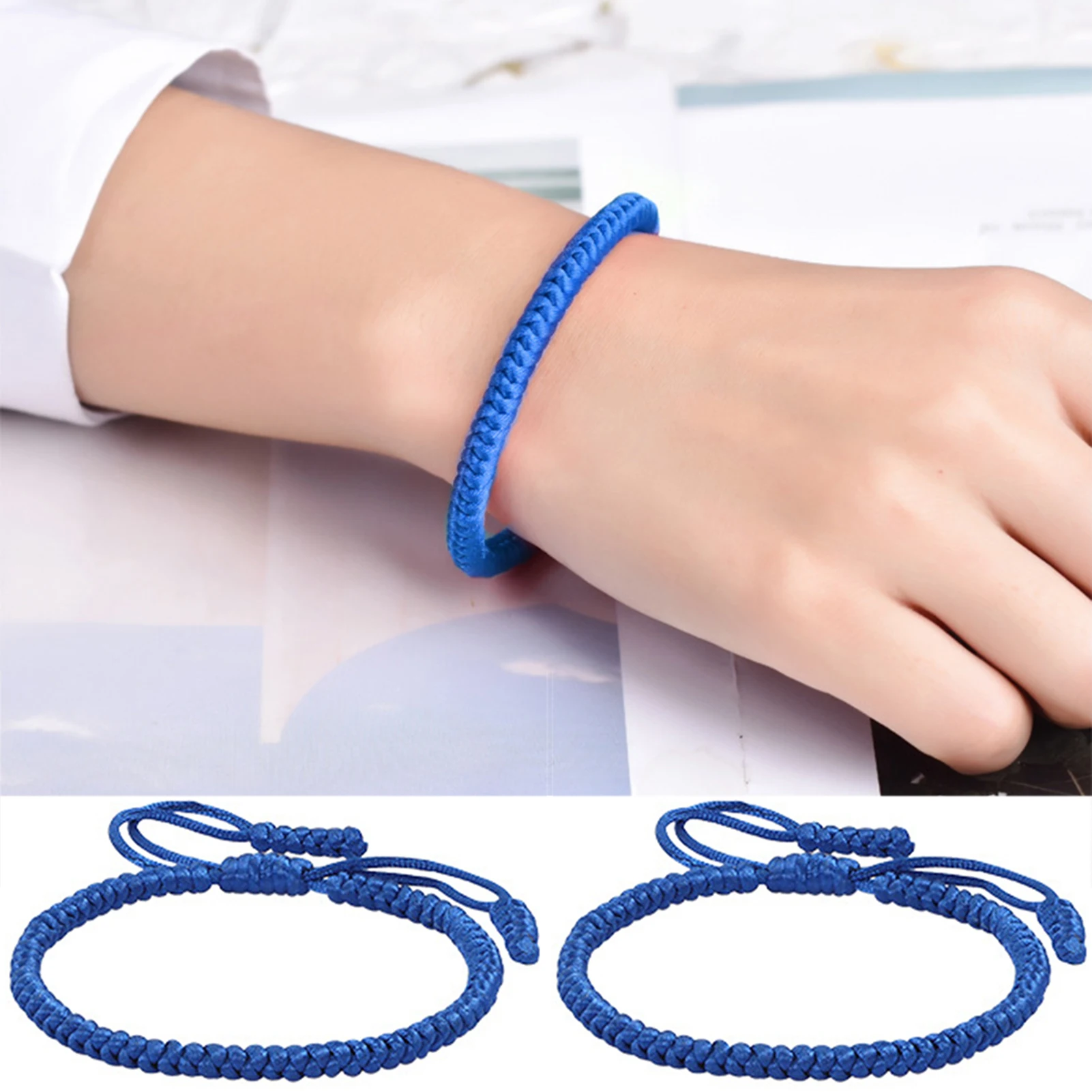 1/4PCS Blue Friendships Bracelets Adjustables Rope Matching Friend Bracelets For Daily Wear
