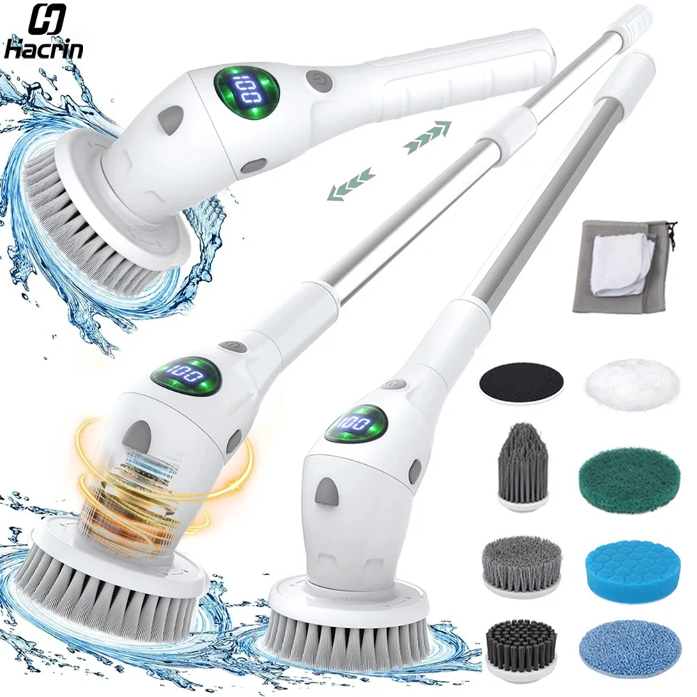 Electric Cleaning Brush Multifunctional Household Cleaning Brush for Bathroom Toilet 8 in 1 Wireless Electric Cleaning Brush