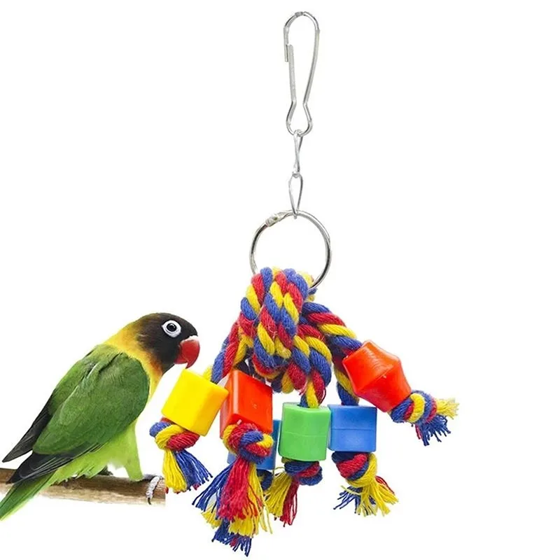 Pet Bird Chewing Toy Cotton Rope Parrot Toy Bite Resistant Bird Tearing Cockatiels Training Hang Swings Bird Cage Supplies