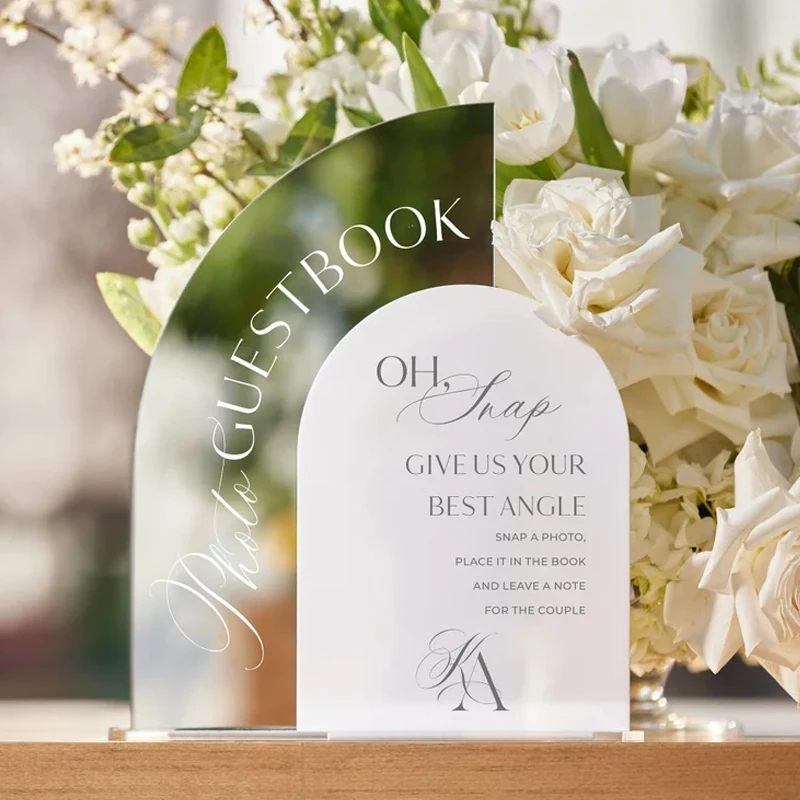 

Wedding Photo Guestbook Sign.Silver Mirror Polaroid Guestbook,Personalized Wedding Table Decor,Reception Table Decor