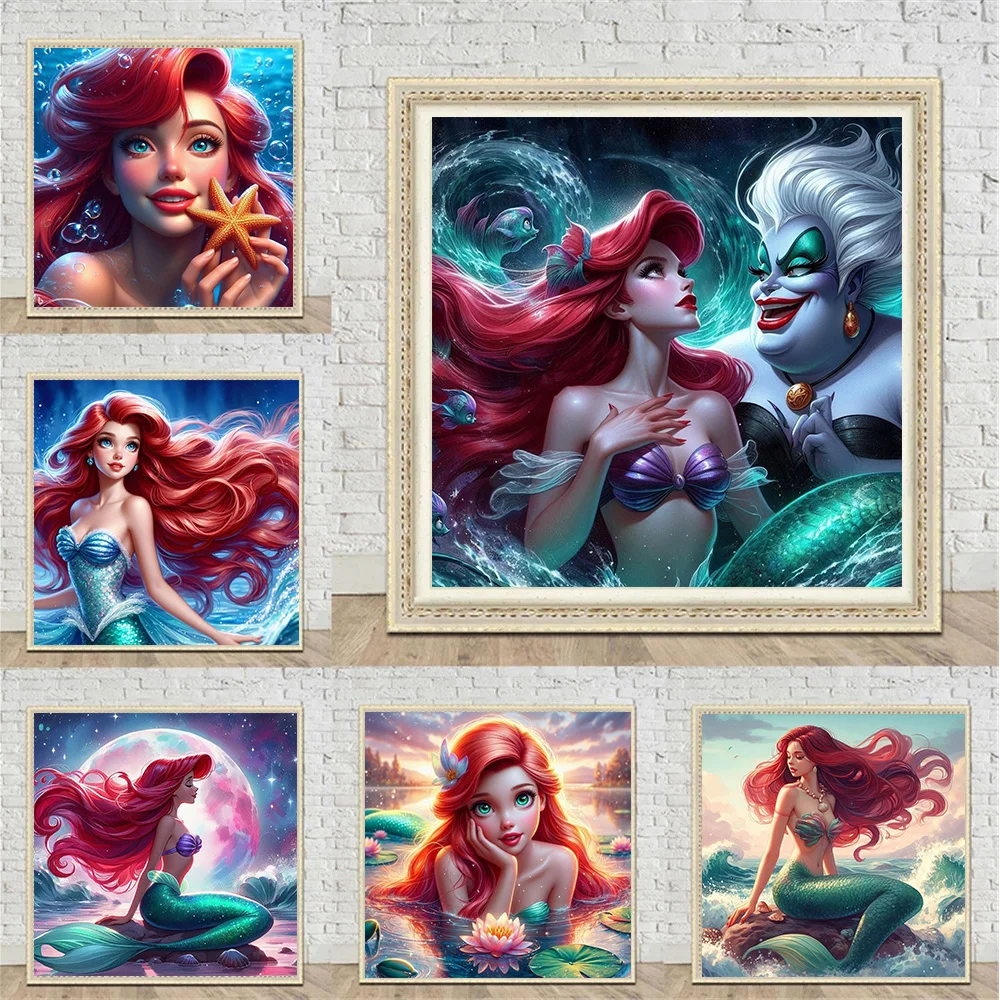 Cartoon Animation 5D DIY Diamond Painting Mythic Mermaid Full Drills Home Decor Mosaic Embroidery Cross Stitch Poster Kids' Gift