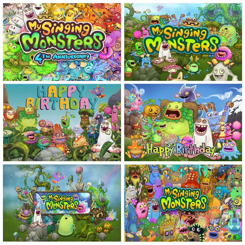 

My Singing Monsters Birthday Party Background Baby Shower Decor Supplies Kids Singing Music Game Party Child Photo Shoot Banner