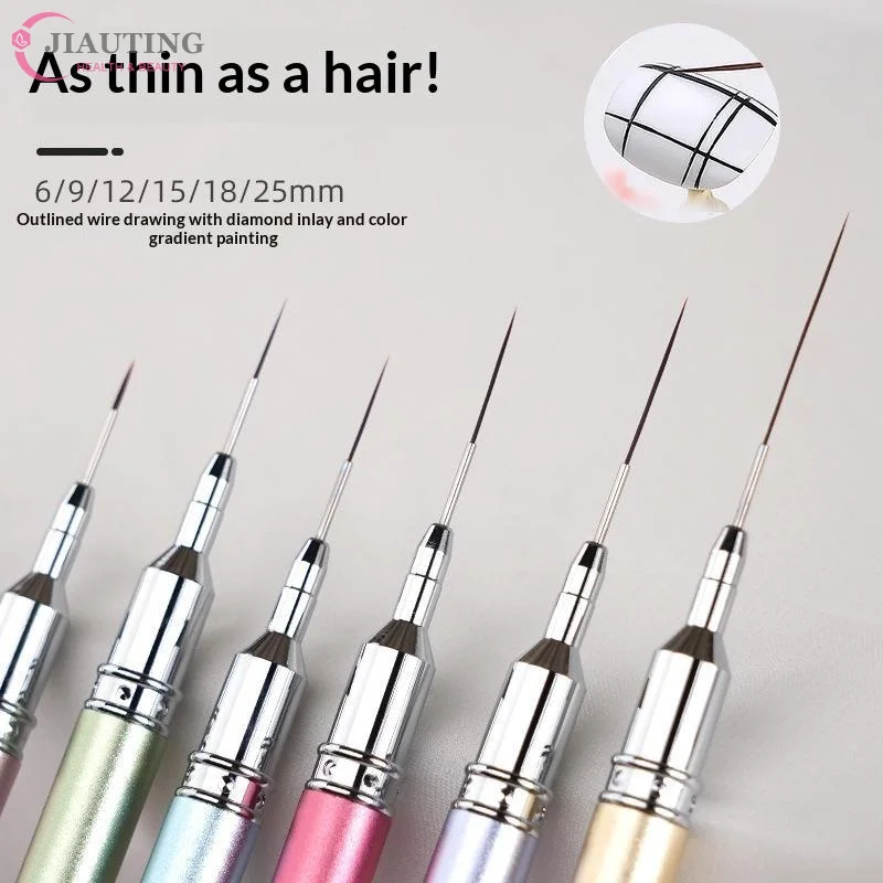 1Pcs Ultra Thin Long Line Drawing Pen With Cap 6/9/12/15/18/25mm Nail Art Liner Brush For UV Gel Polish Painting Manicure Tool