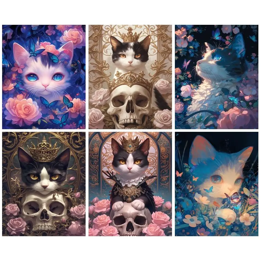 

PhotoCustom Oil Painting By Number Cat Animal Drawing HandPainted On Canvas Art DIY Picture By Number Craft Kits Home Decor