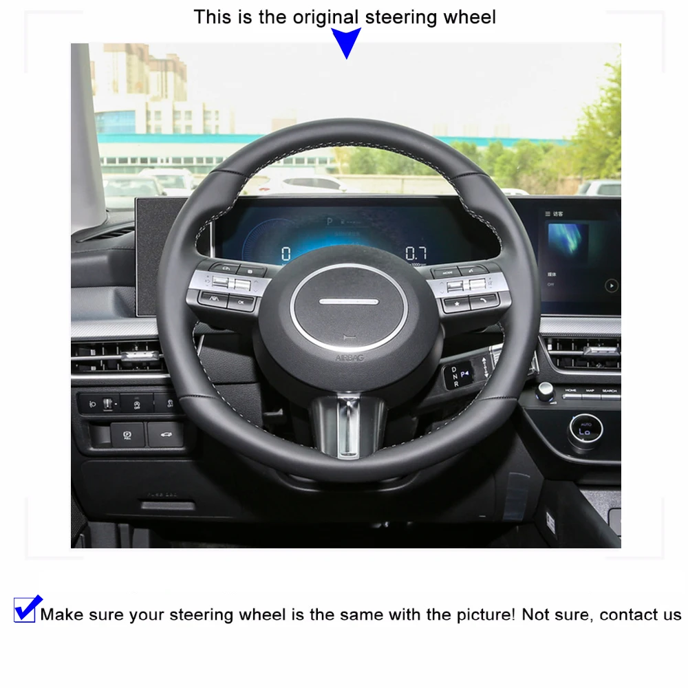 Microfiber Leather Car Steering Wheel Cover for Hyundai 11th Gen Sonata Hyundai Kona Sx2 2024 Cars Accessories Car-styling