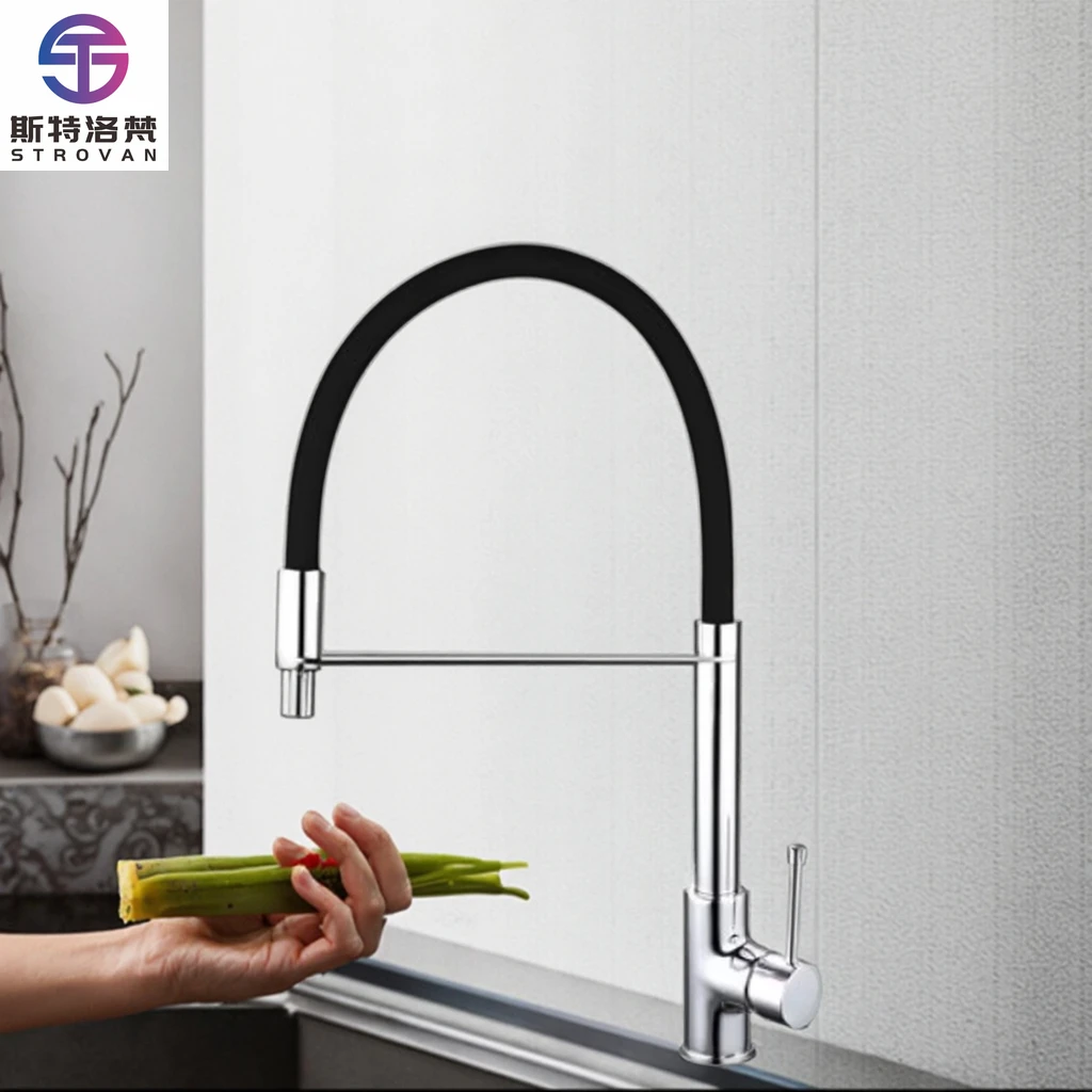 

Continuous Use Long Lifespan Chrome Plated Brass Kitchen Faucet for Maximum Durability Daily Demands