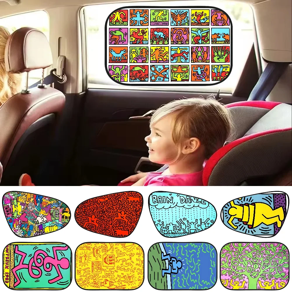 

K-Keith-H-Harings Side Window Sunshades Car Electrostatic Film Side Window Sunshades Windshield Auto Window Sunshade Cover