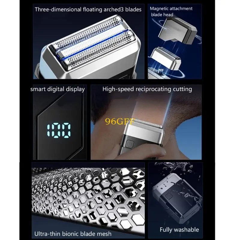 96GF Rechargeable Hair Removal Tool Portable Beard Trimmer for Men Travel Use