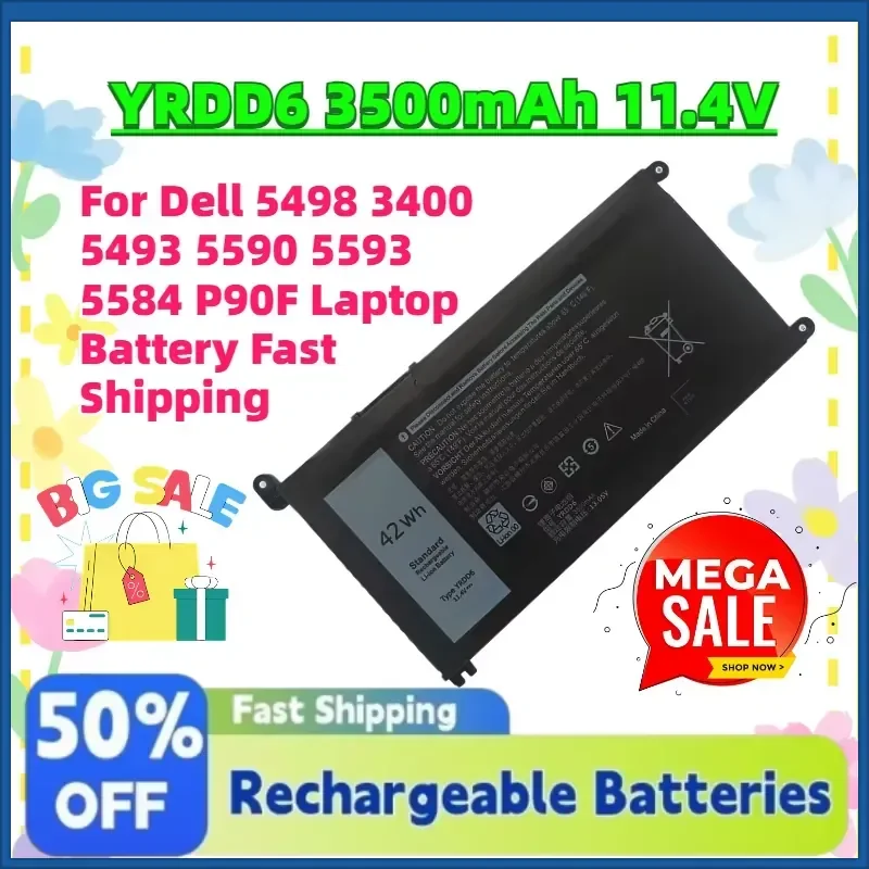 

Hot Sale Upgrade YRDD6 3500mAh 11.4V 42Wh Battery for Dell 5498 3400 5493 5590 5593 5584 P90F Laptop Battery Fast Shipping