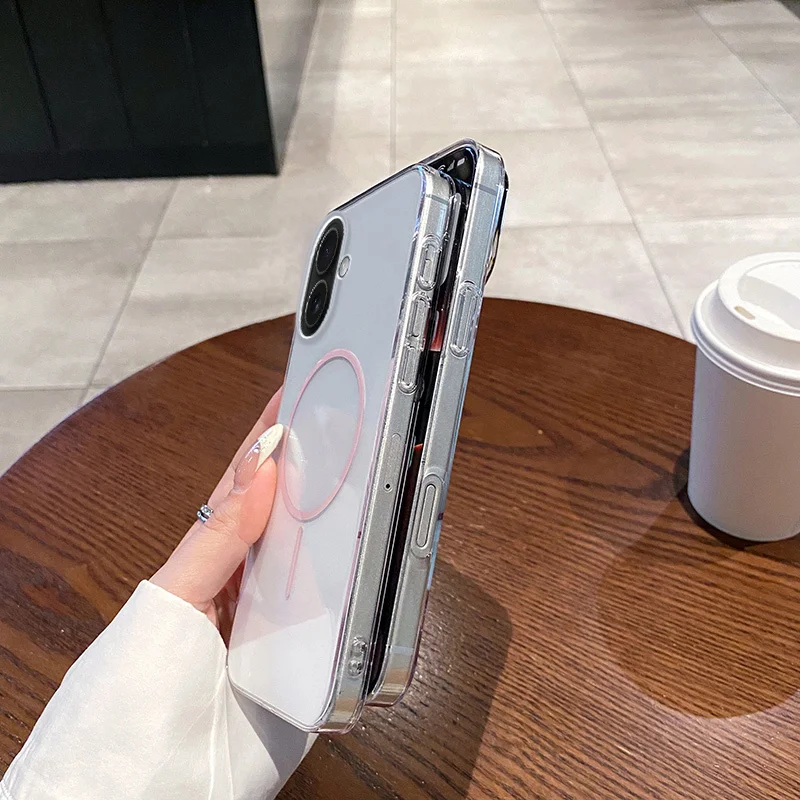 Ultradünne transparente magnetische Hülle für Magsafe für Apple iPhone 17 Air 16 15 14 Plus 13 12 11 Pro Max 16E PC stoßfeste Abdeckung – Detail 4