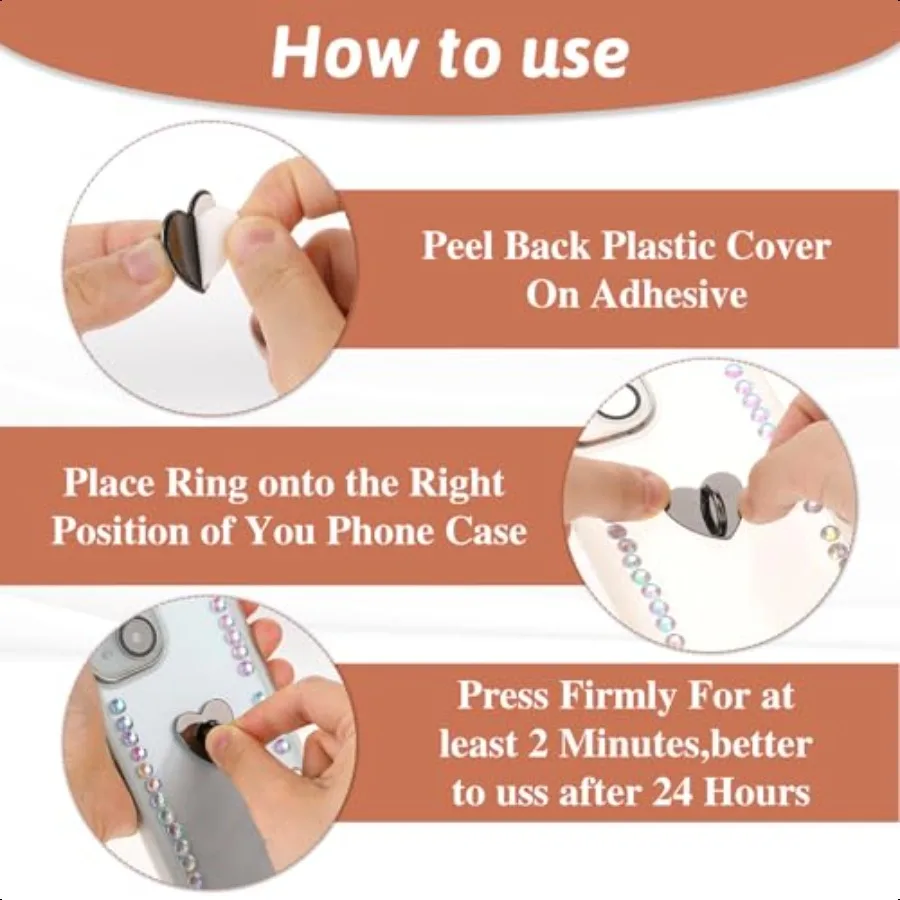 8 pezzi anello da dito per telefono cellulare cuore impugnatura per telefono cellulare in metallo fascino anelli per dito telefono impugnatura per dito supporto per telefono cellulare carino