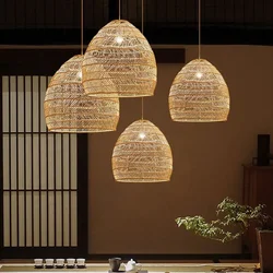 Rattan Pendel leuchte chinesischen Stil Handmake E27 Einfachheit hängende Licht Vintage Loft Wohnzimmer Esszimmer Home Deco Lampen Möbel