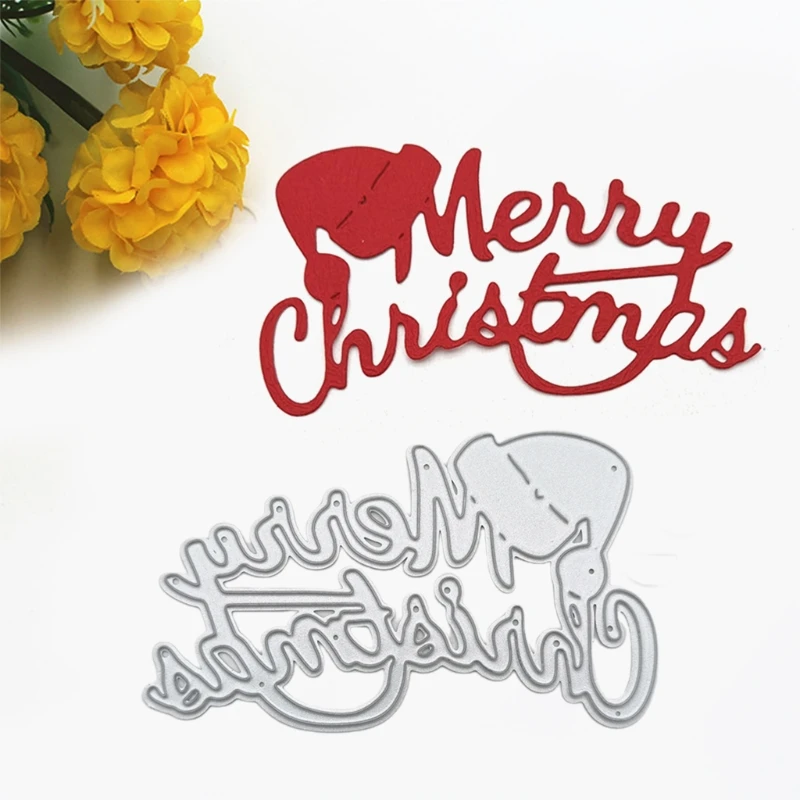 Merry Christmas and Santa Hat Metal Cutting Dies Stencil DIY Scrapbooking Album Paper Card Template Mold Embossing Craft