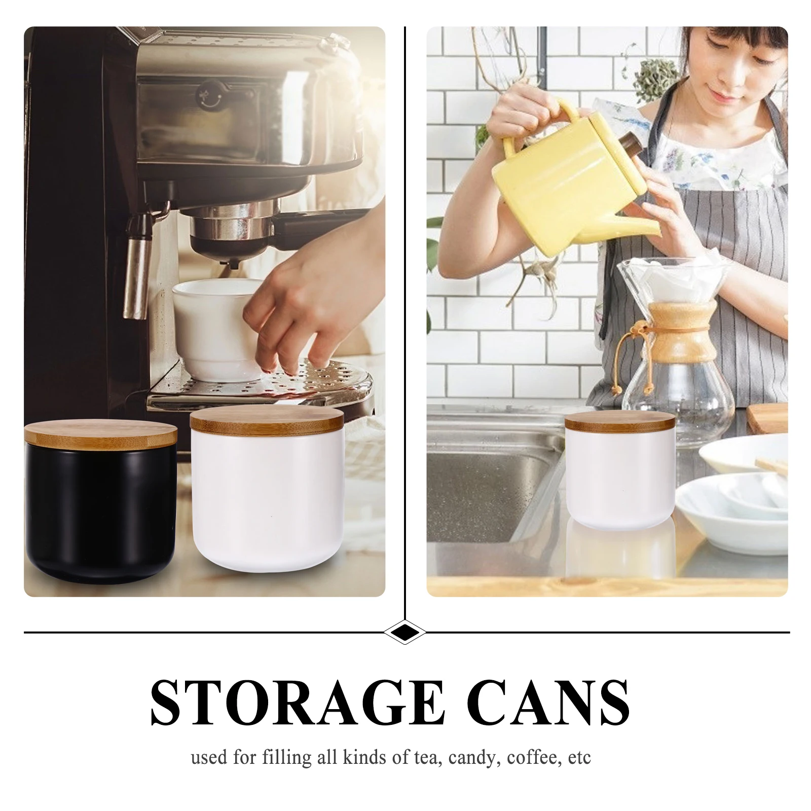 

2Pcs Ceramic Airtight Storage Ceramic Tea Canister Canisters Tea Jars Kitchen Containers Portable EcoFriendly Simple Use
