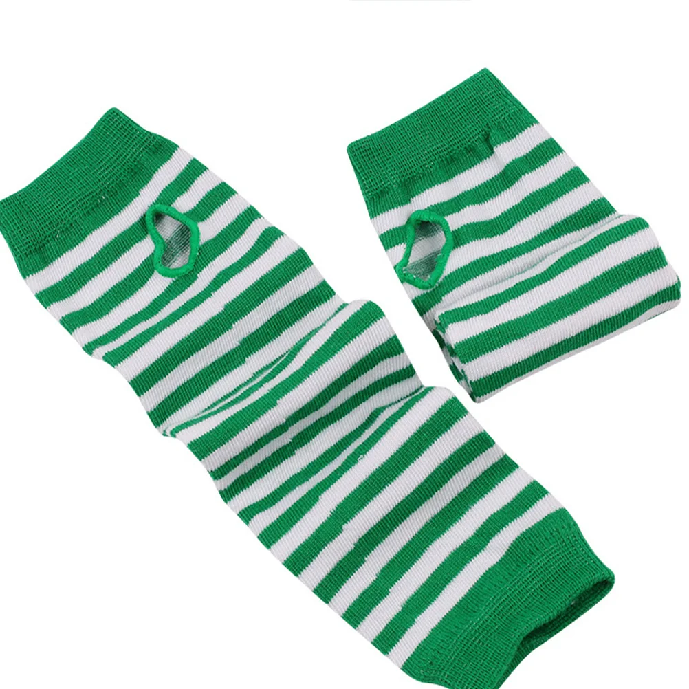 

3 Pair Gloves Green Long Classic Sleeve Fingerless St.Patricks Day Festival Mitten