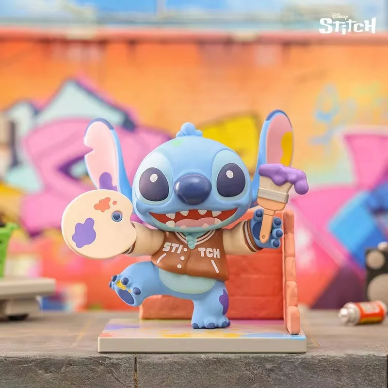 Genuine Disney Stitch Vibrant Street Series Blind Box Doll, Coleção Desktop Ornamentos, Animação Periférica, Brinquedos Misteriosos