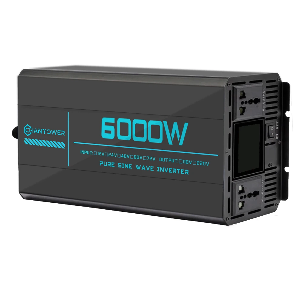 Zuivere Sinusgolfomvormer DC 48V/72V naar AC 220V 1000W 1600W 3000W 4000W 5000W 6000W LCD Display Stroomomvormer Auto Zonne-omvormer