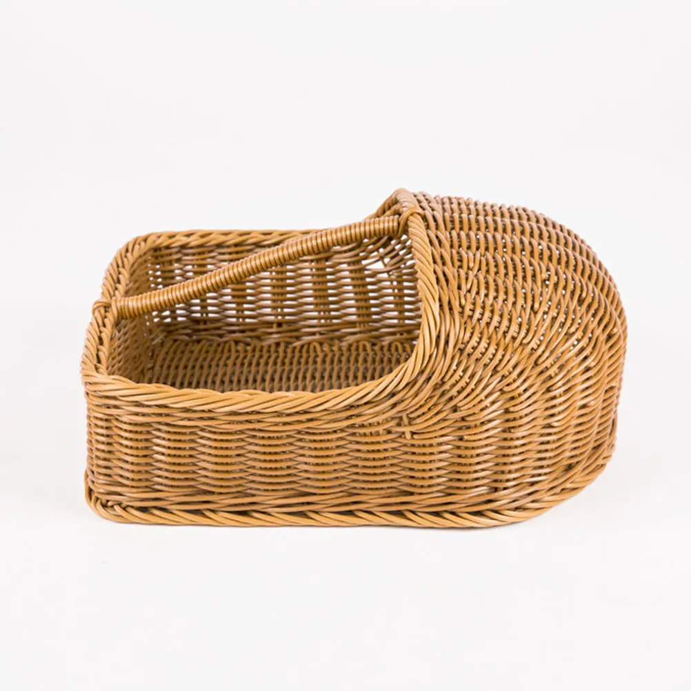 

Creative Simulation Rattan Woven Slipper Storage Basket PP Material Safe Multi-Function Organizer Hotel Homestay Home