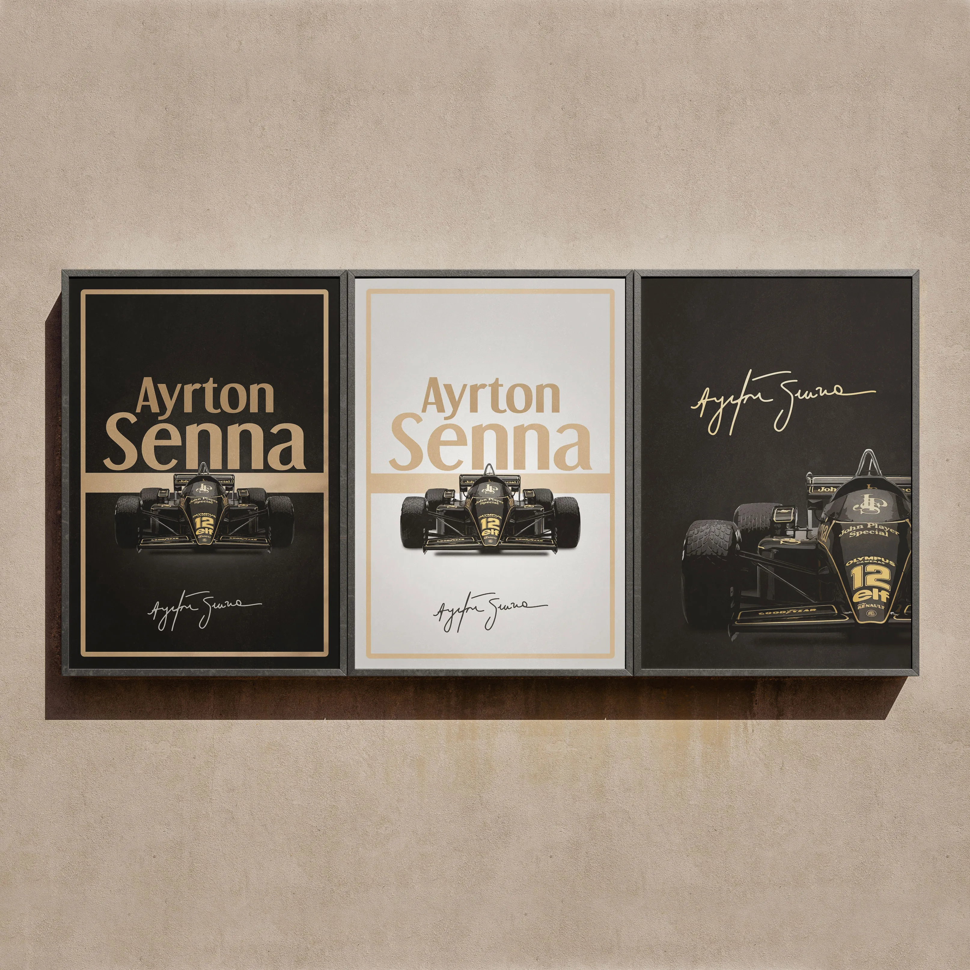 Set of 3 Ayrton Senna 97T Formula 1 Car Poster Canvas Painting Prints for Room Wall Art Home Decor Frameless