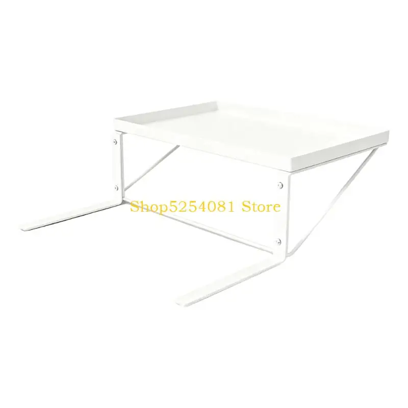 AXYC Clamp On Bed Rail Shelf Carbon Steel Tray Rack with Raised Edge and Support Frame for Dorm Room and Sofa Edge Storage