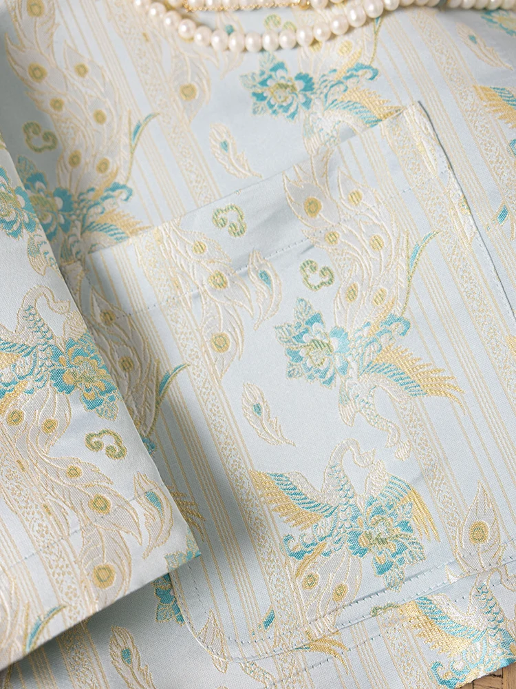 Peacock Print New Chinese Style V-neck 100% Natural Mulberry Silk Women's Fashionable Long Sleeved Single Breasted Suit Jacket