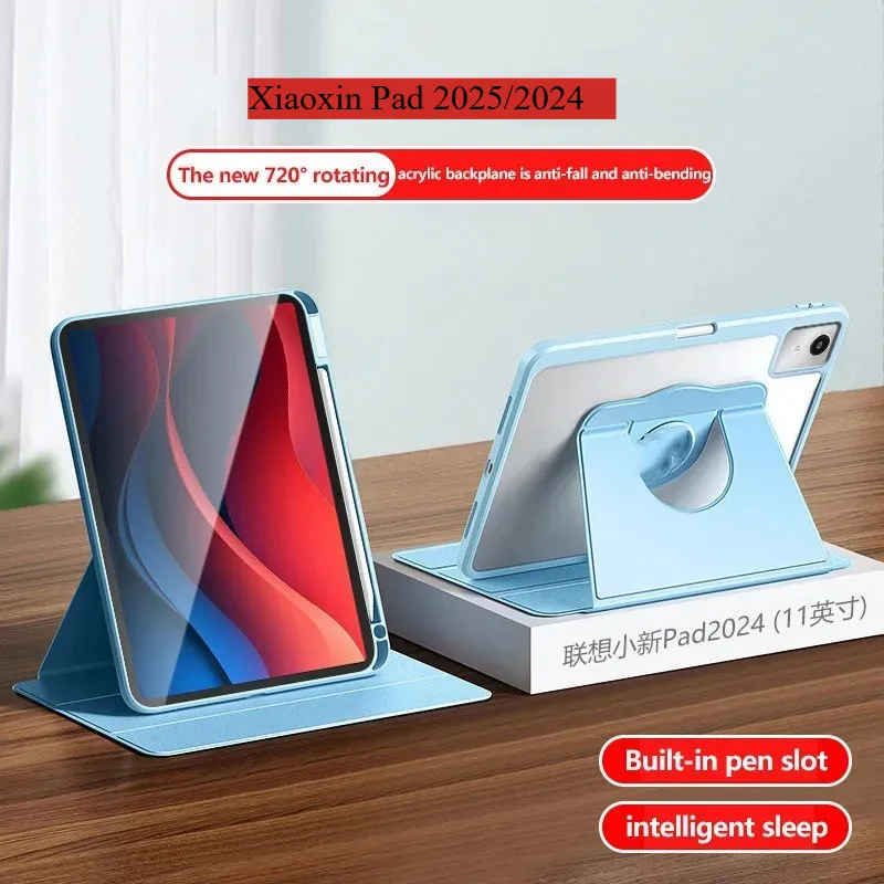 

Для Lenovo Xiaoxin Pad 2025 TB335FC чехол Tab M11 11 2024 TB330FU K11 11 дюймов 2024 360 ° Вращающийся акриловый защитный чехол