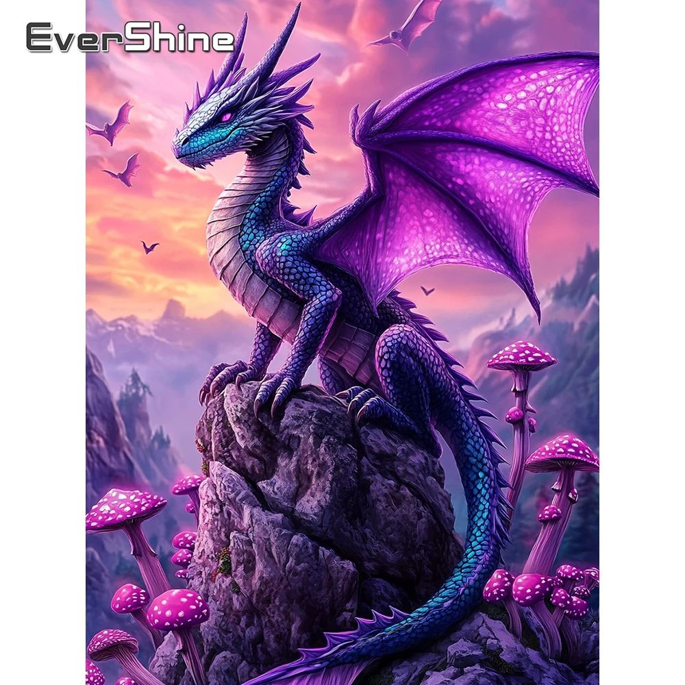 Evershine Diamant Mosaik Drachen Bild Von Strass Stickerei Tier Malerei Pilz Voll Platz Bild Wand Dekor
