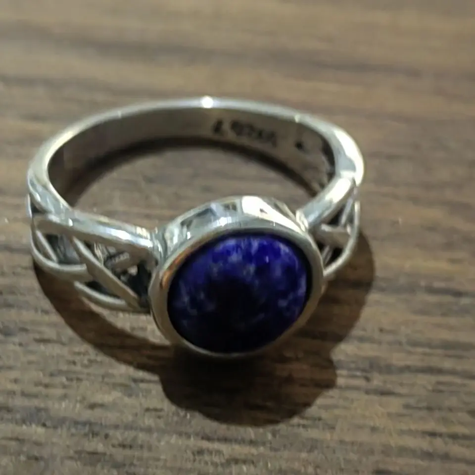 Loạt Phim Truyền Hình "" O Vampiro Nhật Ký "Cổ Điển Trang Sức Thực S925 Bạc Tự Nhiên Lapis Lazuli Nhẫn Cho Nam Và Nữ