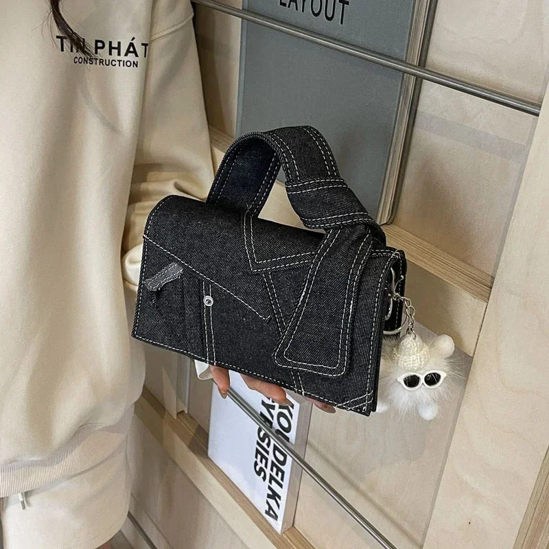 

Denim Square New Fashion Color Block Shoulder Bag2025High Quality Buckle Personalized Unique Design Women's Bag Bolsos de señora