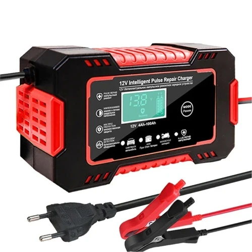 Cargador de batería de coche de 12V, reparación de pulso, pantalla LCD, carga rápida inteligente, AGM, GEL de ciclo profundo, cargador de plomo-ácido para motocicleta automática
