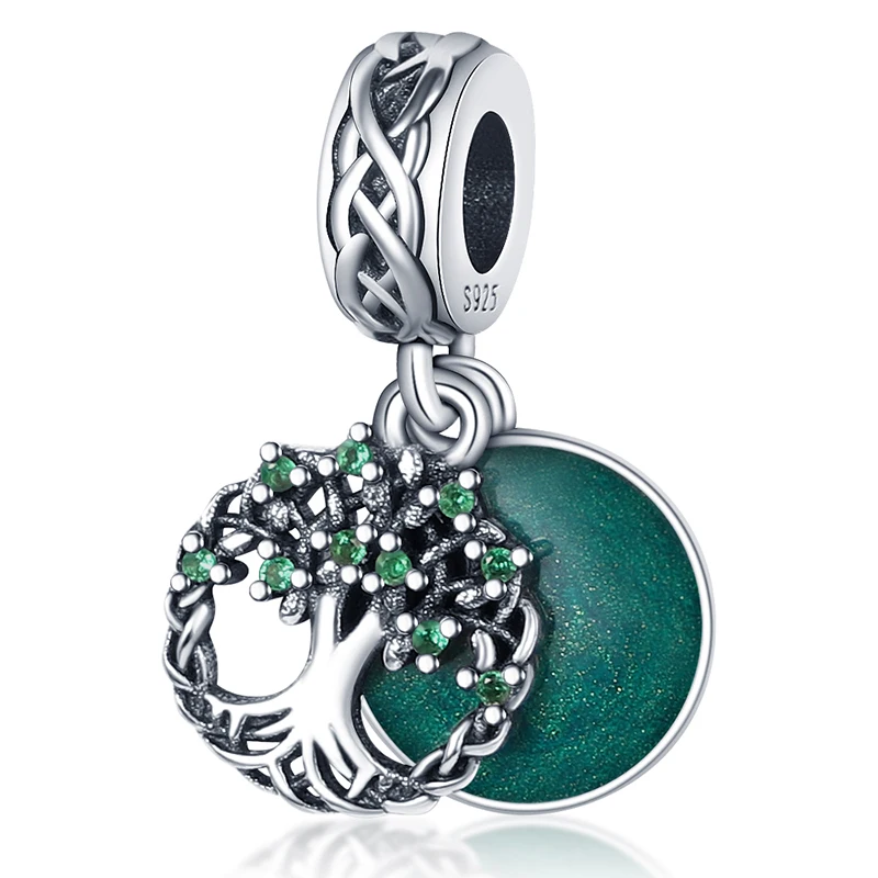 Fashionable 925 Silver Tree of Life Charm Bead Pendant Suitable for Pandora DlY Beaded Bracelet Women's Birthday Gift