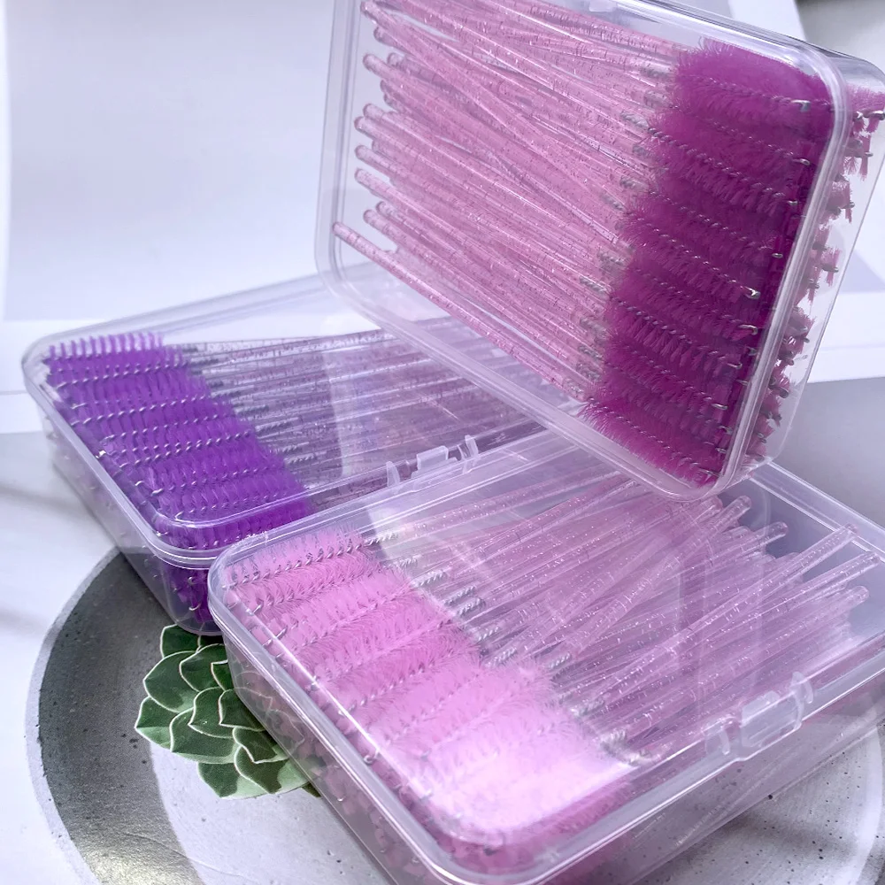 جديد 50 قطعة صندوق فرشاة الرموش التعبئة كريستال الماس مقبض ماكياج فرش عصي الماسكارا قضيب رمش تمديد لوازم