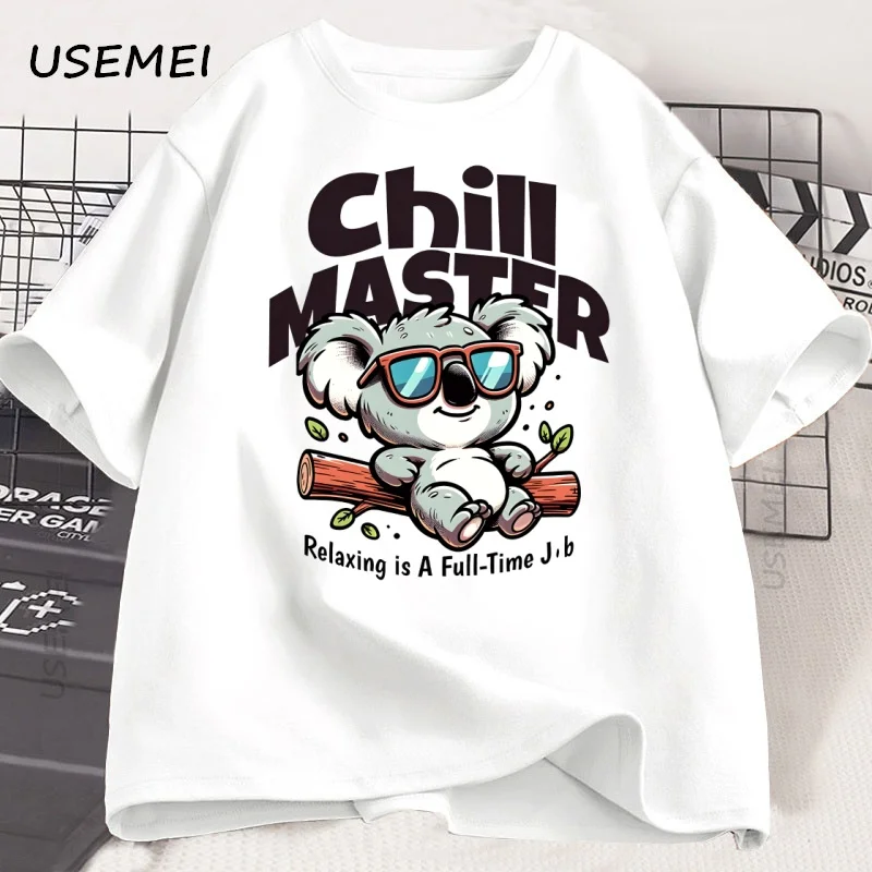 Chill Master Koala T Shirt Funny Koala Graphic Tee Animal Lover Gift Men Women Summer Casual Cotton Loose T-shirt Male Clothing