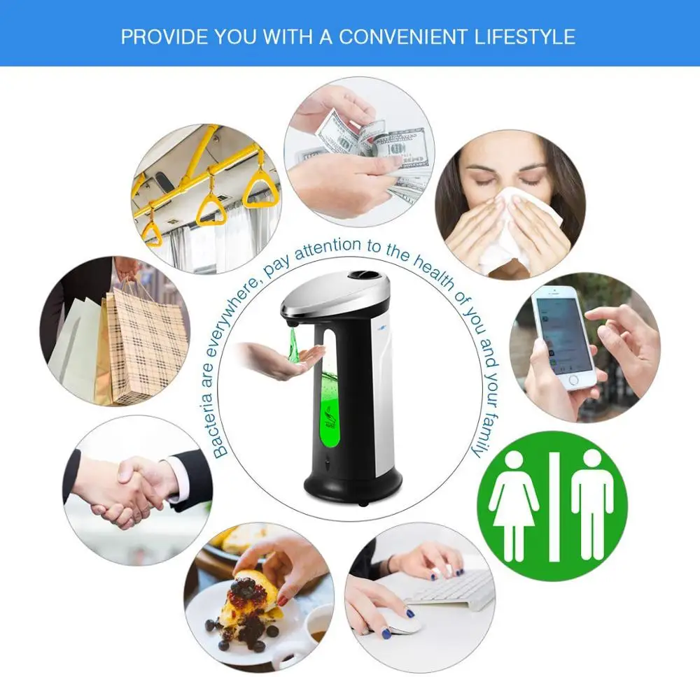 400ml Flüssigkeit Seife Spender Automatische ABS Intelligente Touchless Sensor Induktion Hand Washer Für Bad Küche Spender