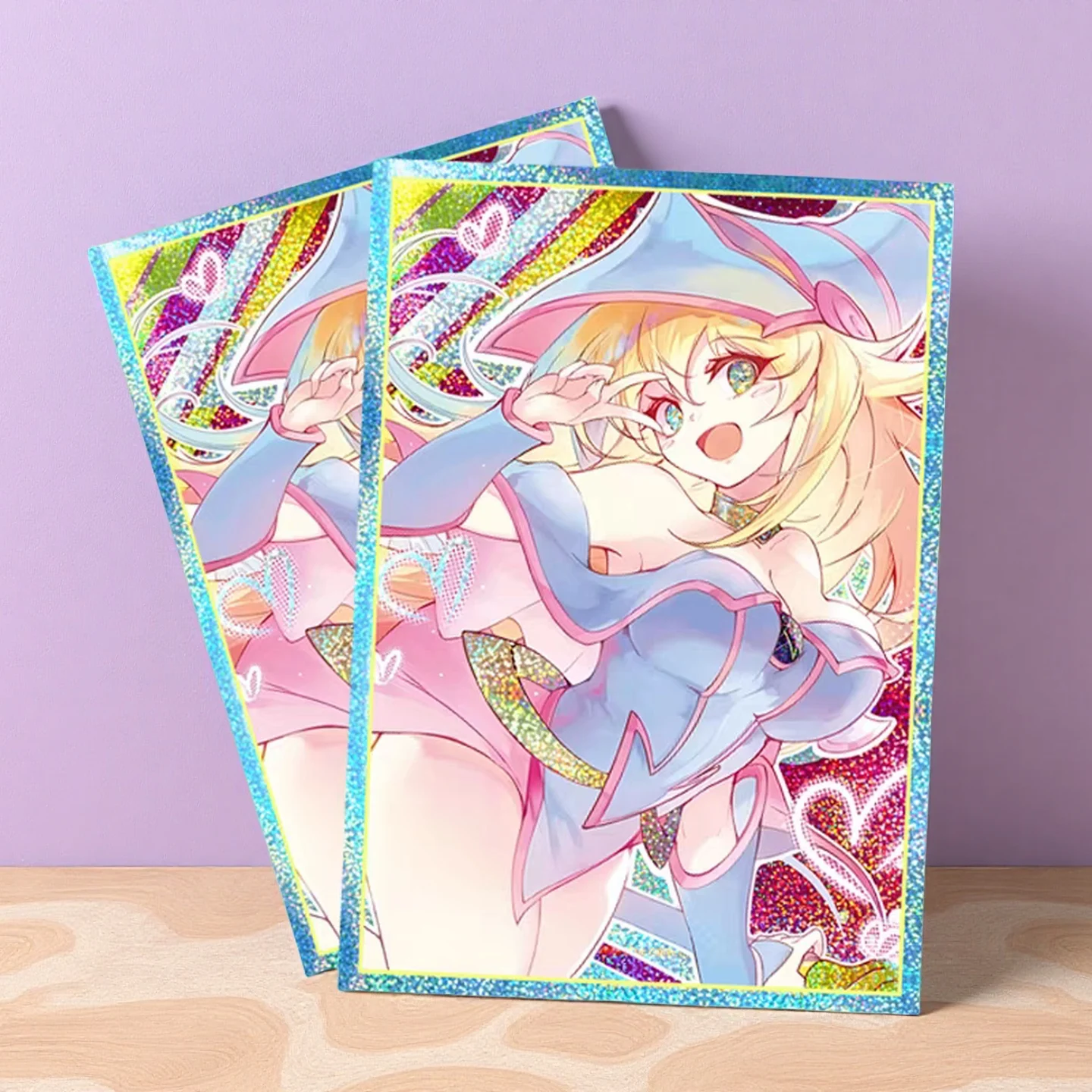

63X90Mm 50Pcs fine sparkle Laser Holographic Dark Magician Girl Card Sleeve Ygo Card Protection Cover Anime Card Gift Toys